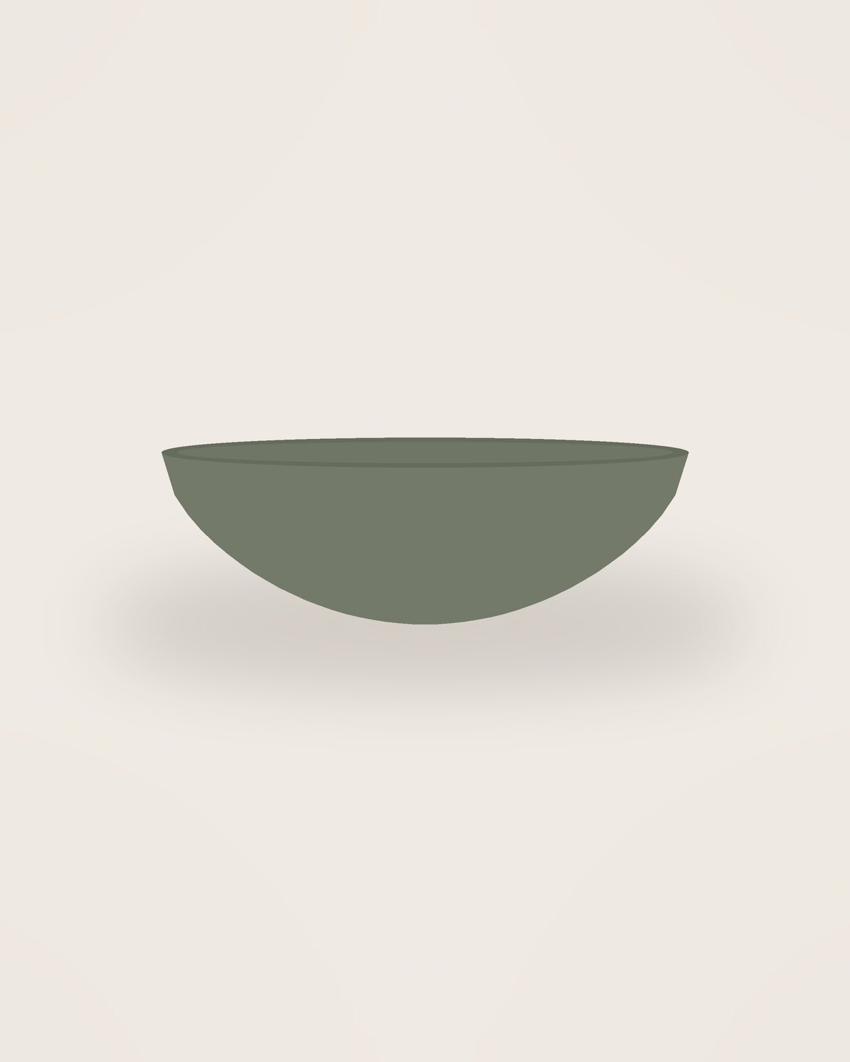 Arco Low Bowl in Moss, front view on a neutral backdrop