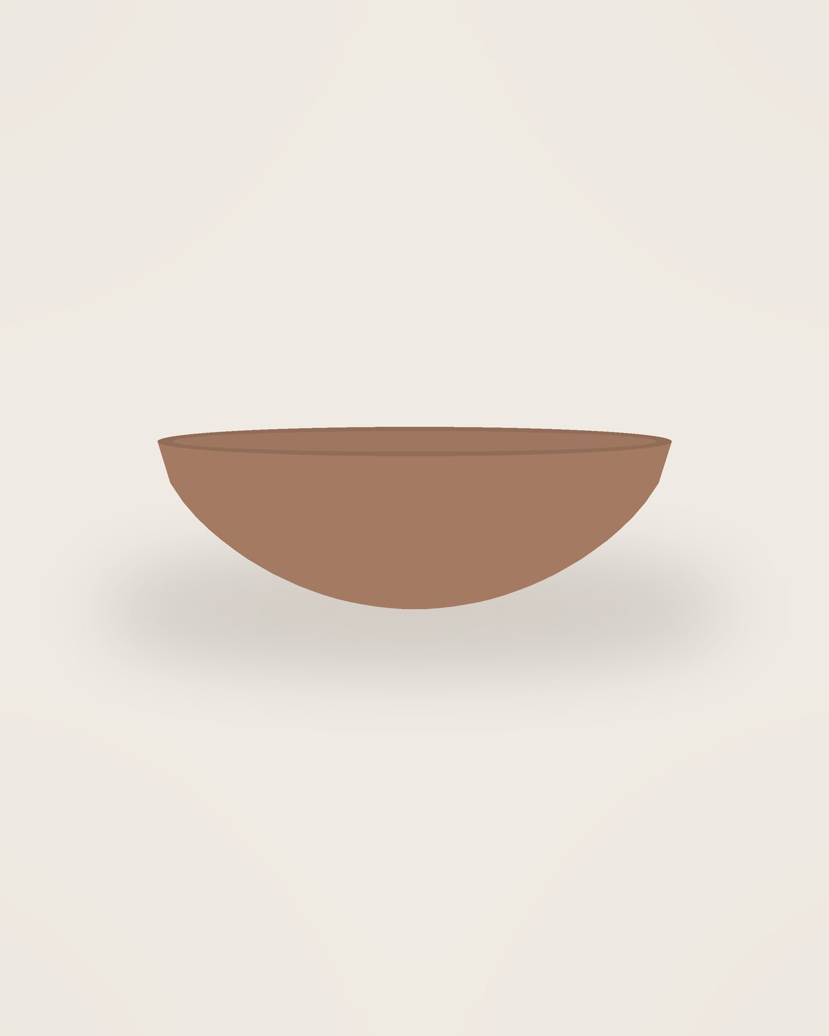 Arco Low Bowl in Clay, front view on a neutral backdrop