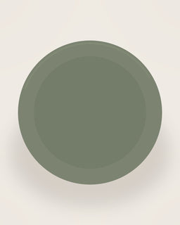 Arco Round Serving Plate in Moss, front view on a neutral backdrop