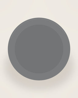 Arco Round Serving Plate in Slate, front view on a neutral backdrop