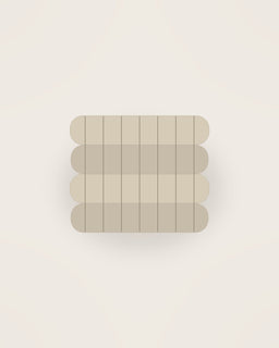 Arco Ticking Tablecloth in Stripe, front view on a neutral backdrop