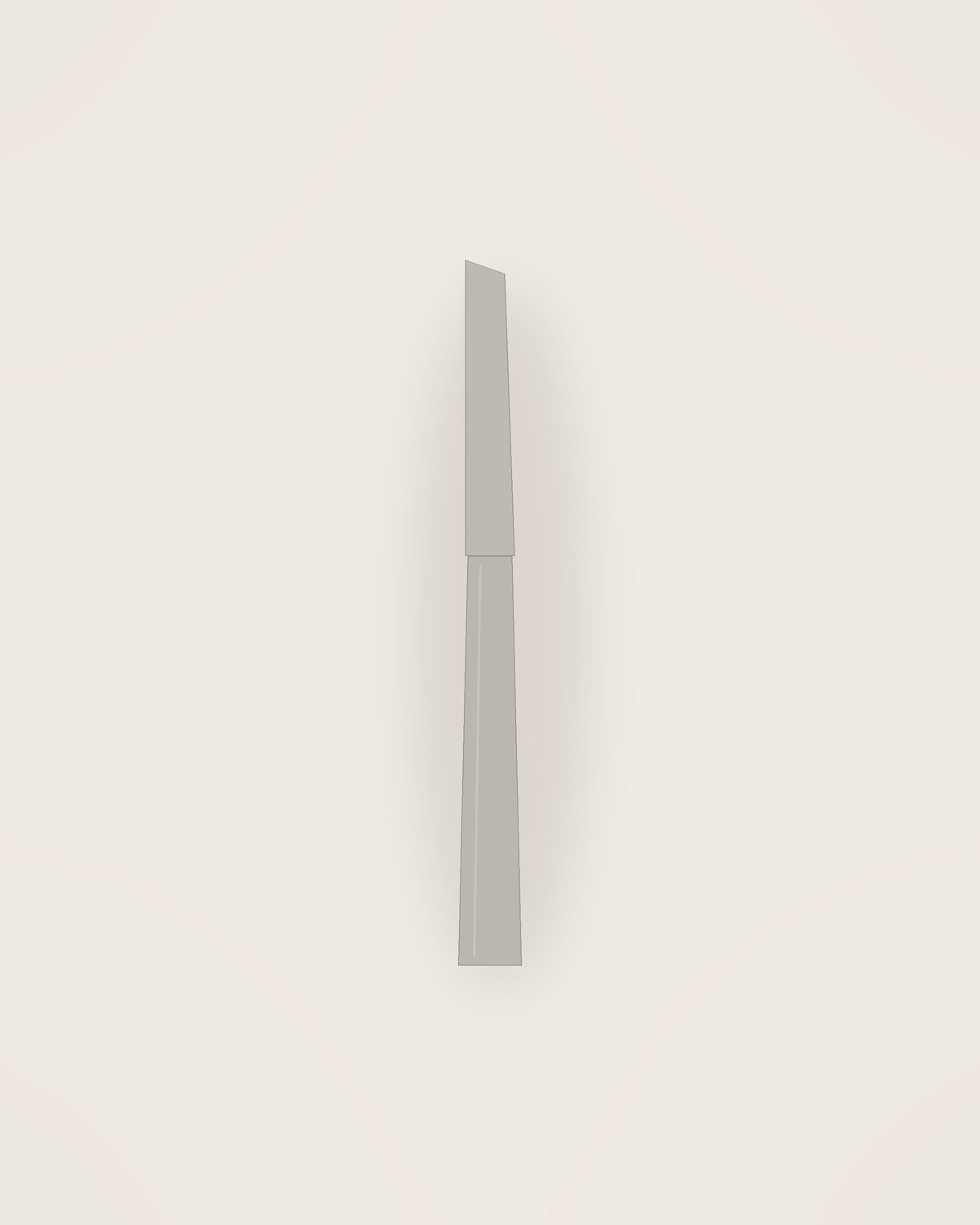 Corda Cheese Knife in Brushed, front view on a neutral backdrop