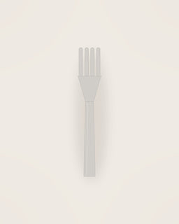 Corda Dessert Fork in Polished, front view on a neutral backdrop
