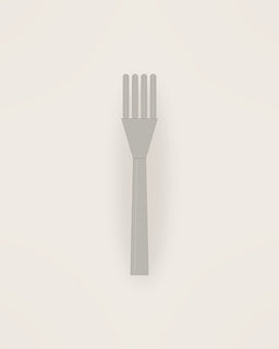 Corda Dessert Fork in Brushed, front view on a neutral backdrop