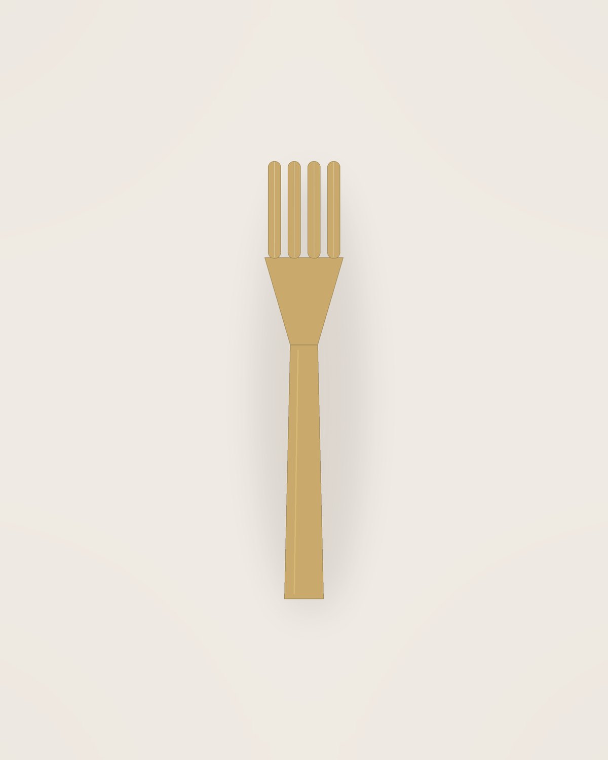 Corda Dessert Fork in Gold, front view on a neutral backdrop