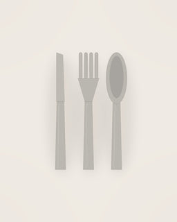 Corda Salad Servers in Brushed, front view on a neutral backdrop