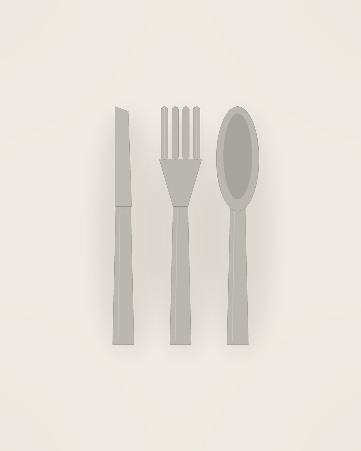 Corda Serving Set in Brushed, front view on a neutral backdrop