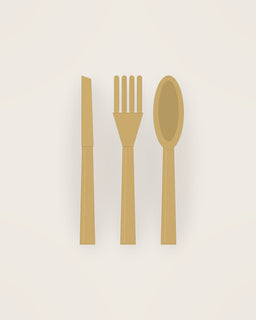 Corda Serving Set in Gold, front view on a neutral backdrop