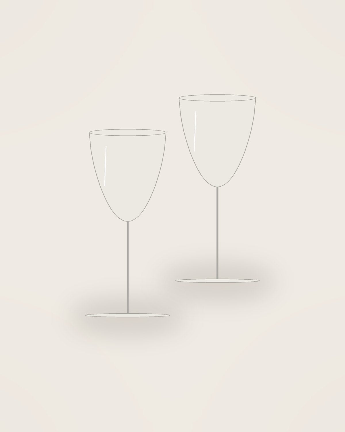 Filo Wine Glass, two pieces shown together