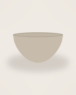 Lino Nesting Bowl Set in Sand, front view on a neutral backdrop
