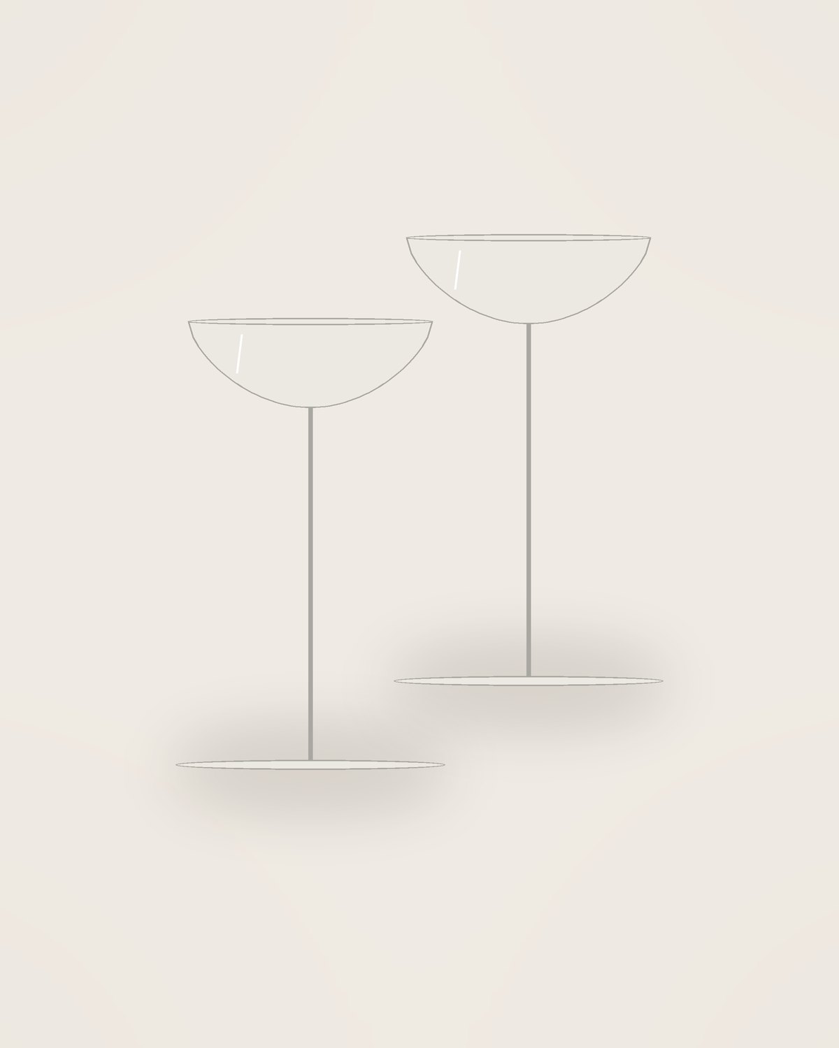 Sera Champagne Coupe, two pieces shown together