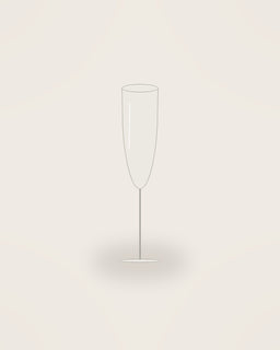 Vela Champagne Flute in Clear, front view on a neutral backdrop